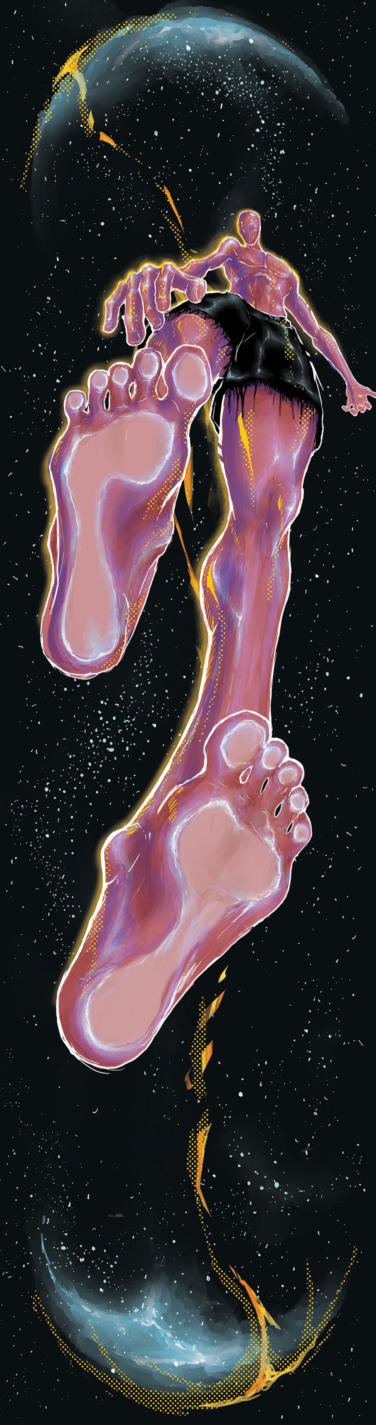CONTACT_2, digital artwork di piedi su una tavola da skate, visual design concettuale — Design by Marco De Nicolò