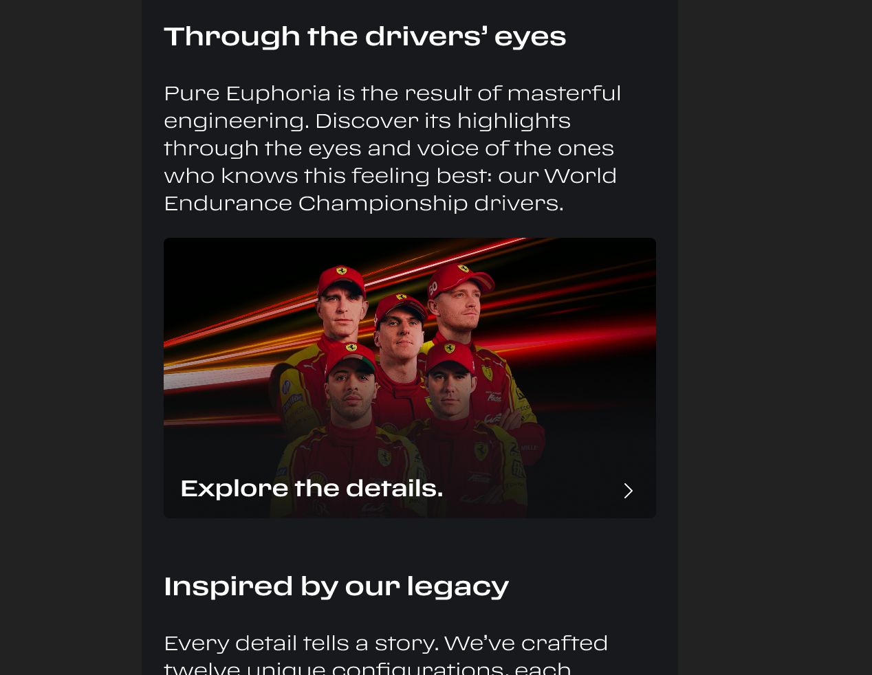 In-app — schermata 'Through the drivers' eyes'
