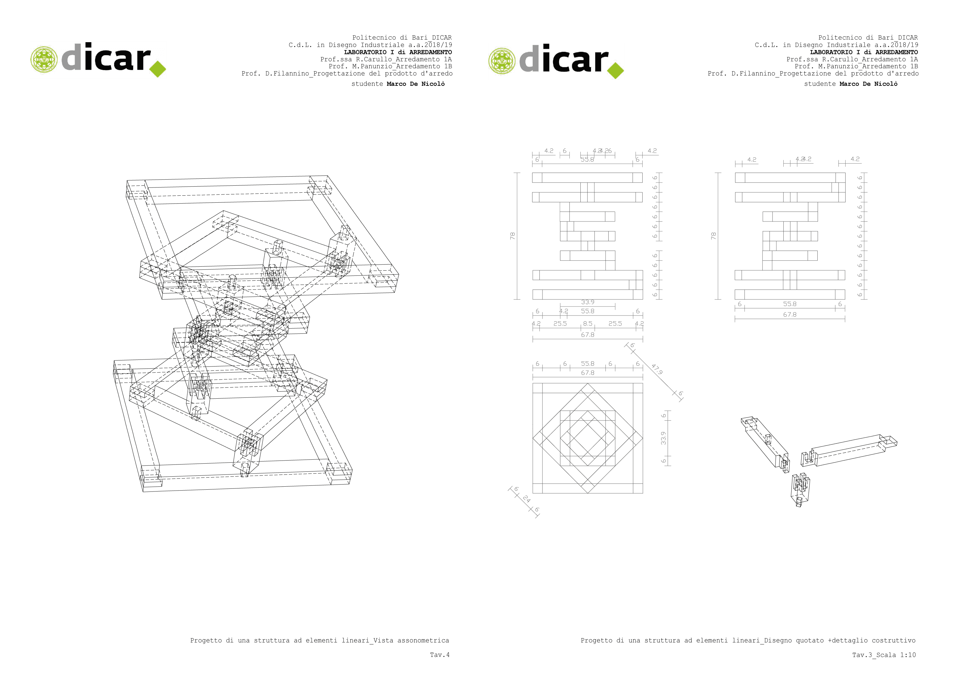 Primo prototipo di product design — tavola tecnica