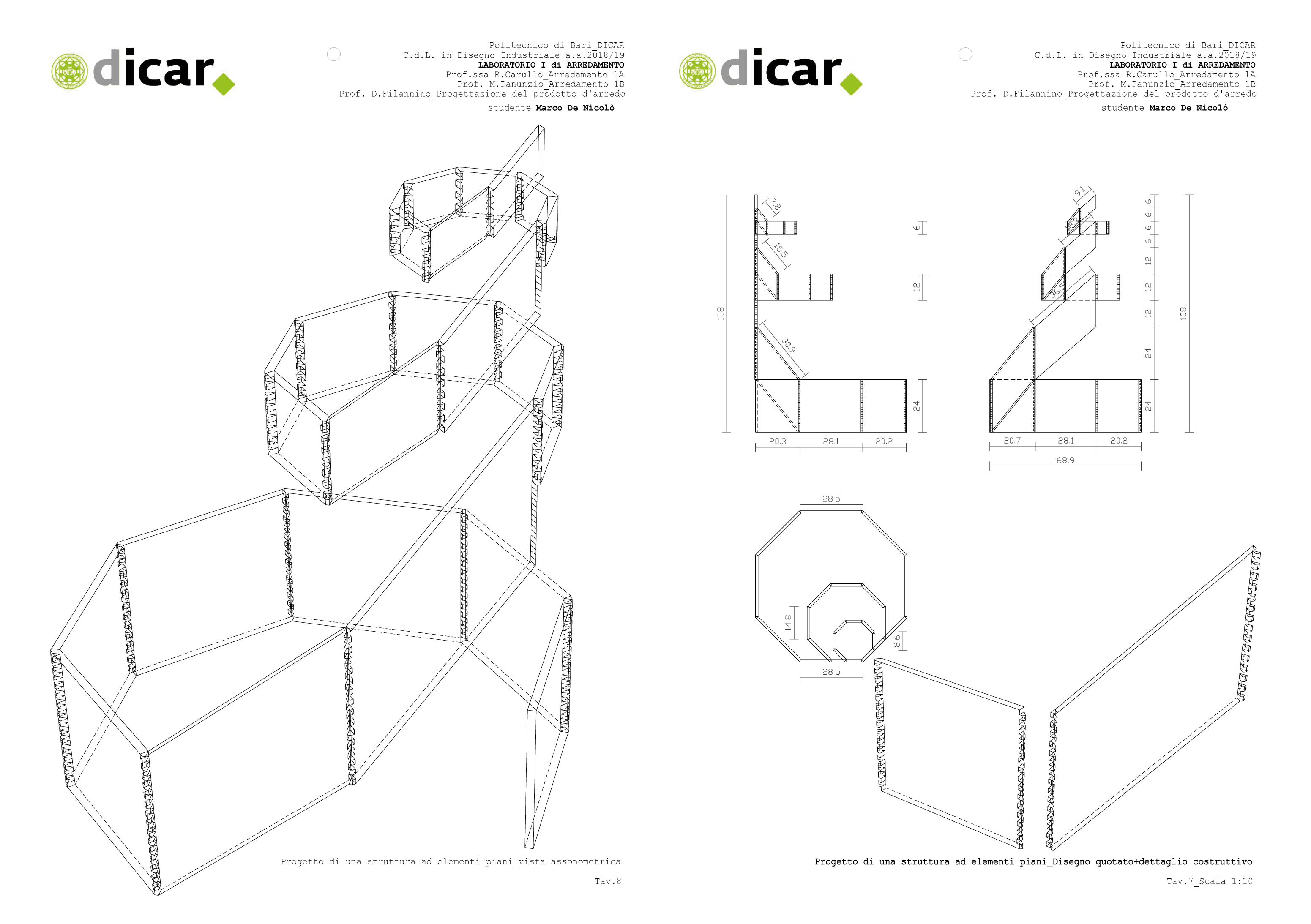 Secondo prototipo di product design — tavola tecnica