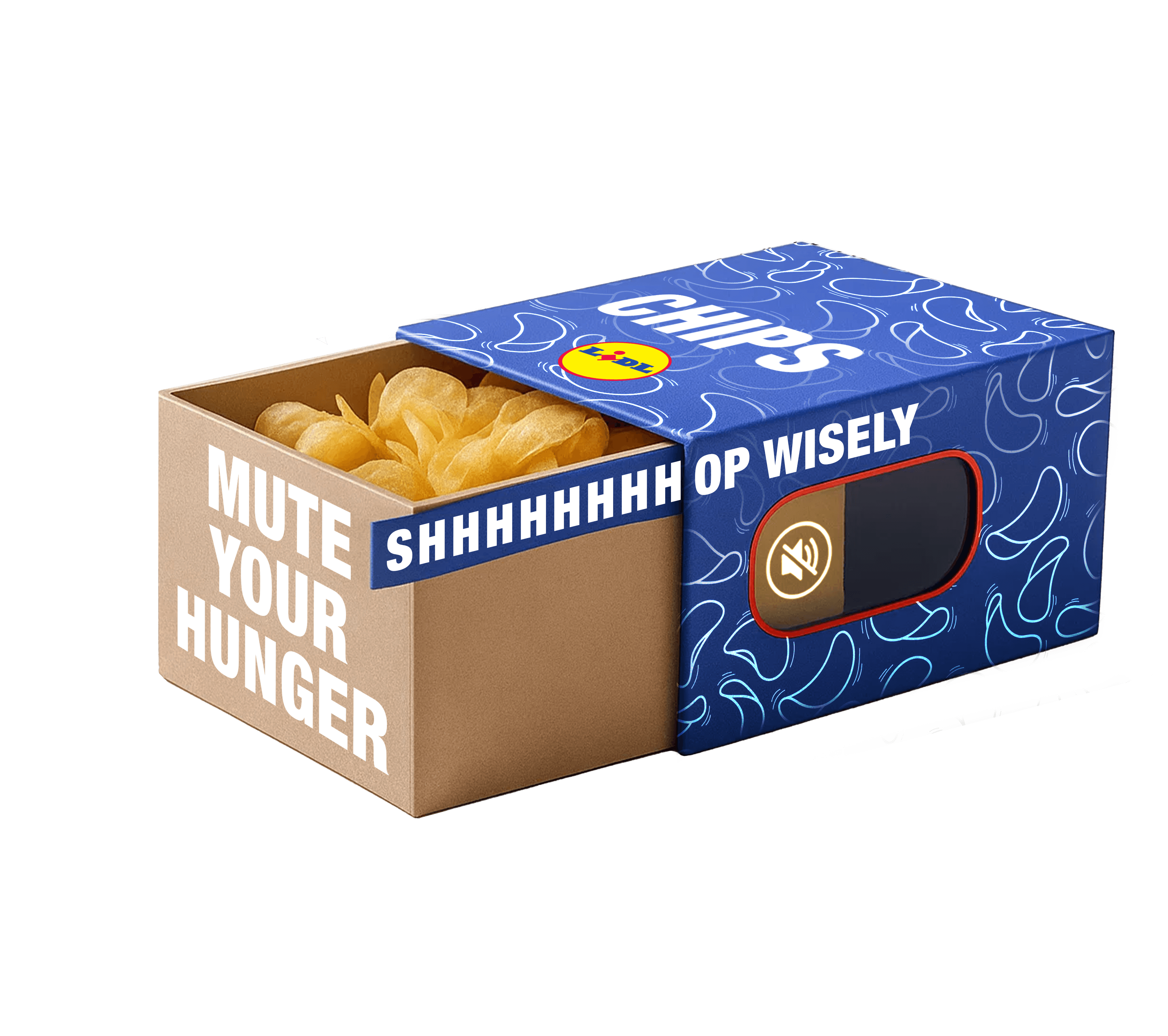 Packaging aperto — 'Shhhhhh op wisely'