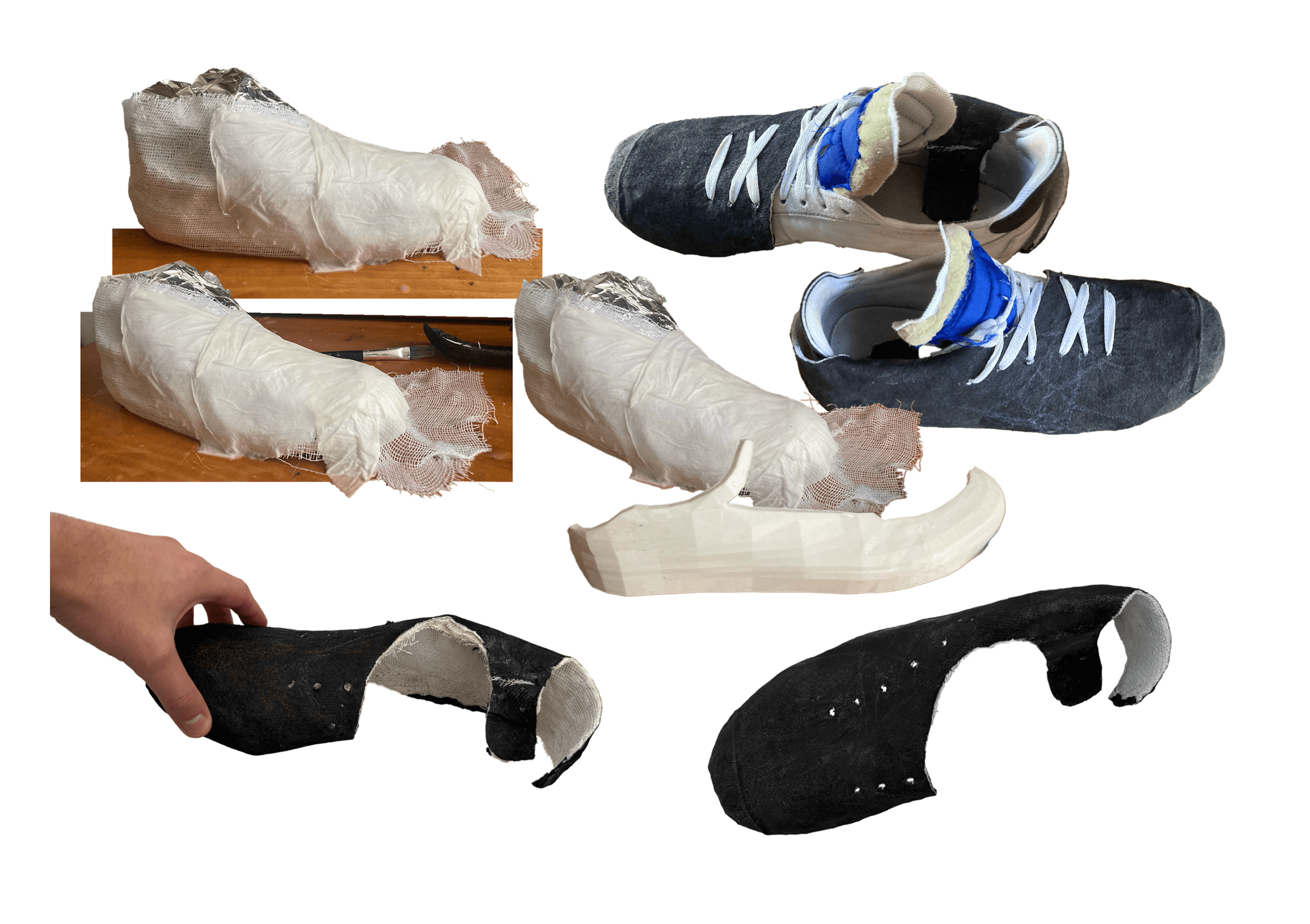 Processo di prototipazione manuale del salvascarpe skateboard Right Side, product design case study — Design by Marco De Nicolò