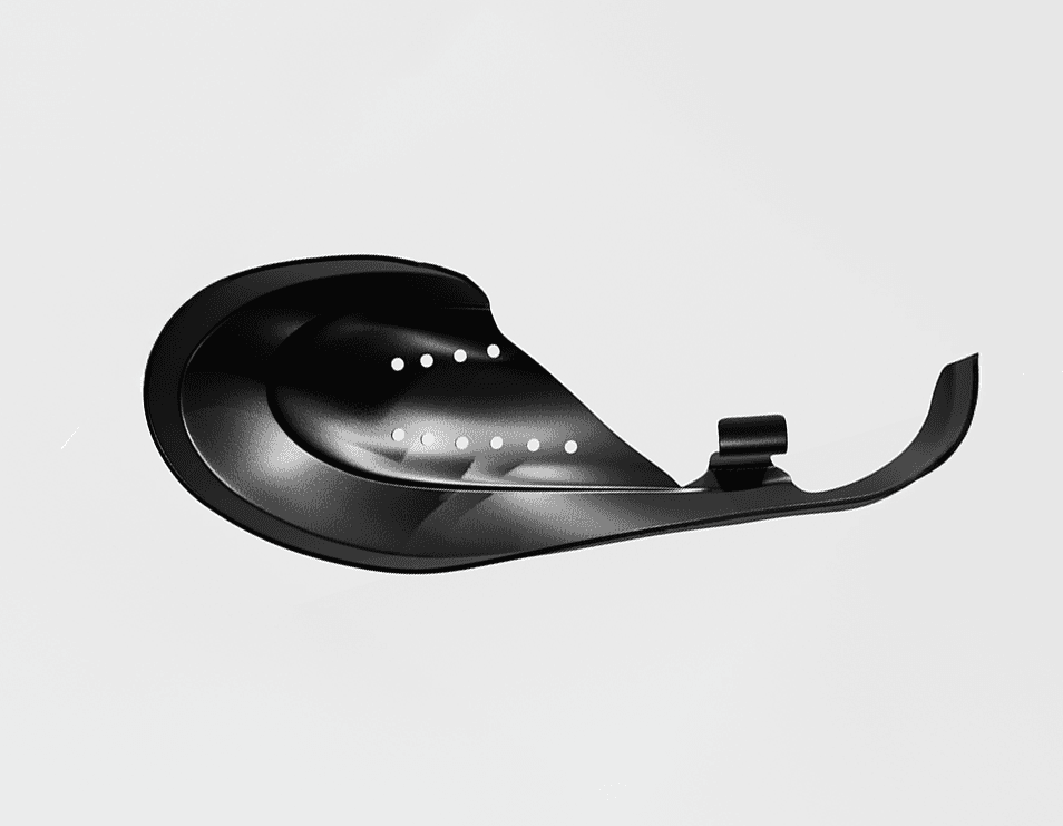 Dettaglio del salvascarpe skateboard Right Side in TPU flessibile, resistenza all'abrasione del grip tape — Design by Marco De Nicolò